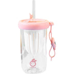 Pahar din silicon, cu capac si pai, pentru copii, anti-cadere, 500ml, Roz