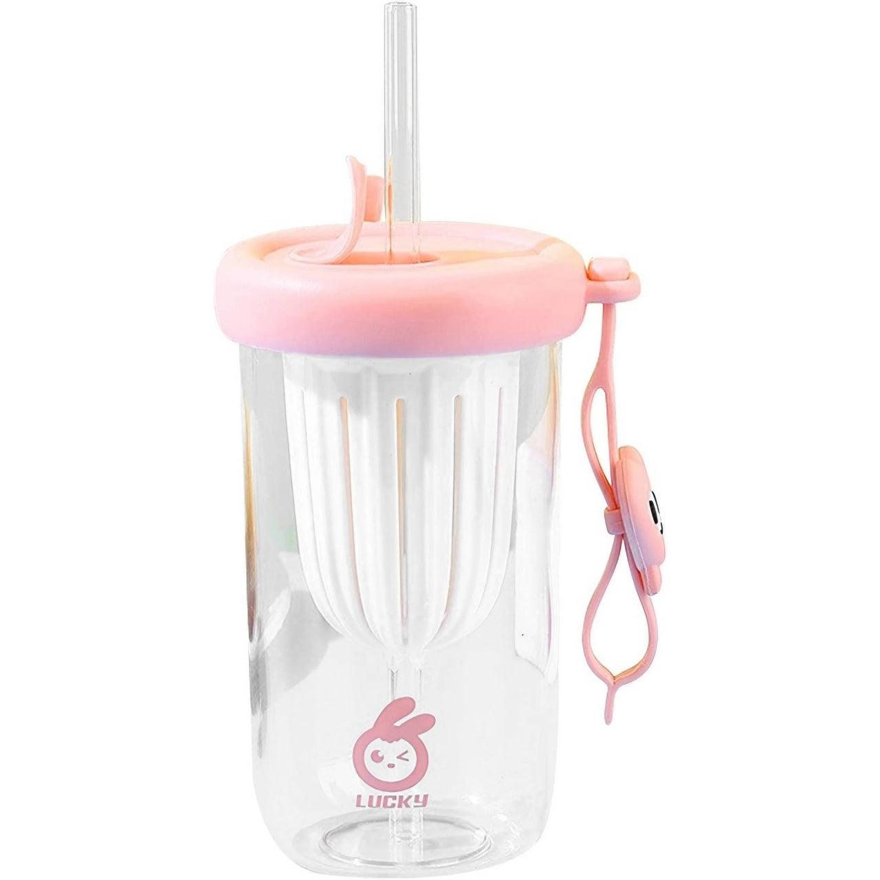 Pahar din silicon, cu capac si pai, pentru copii, anti-cadere, 500ml, Roz