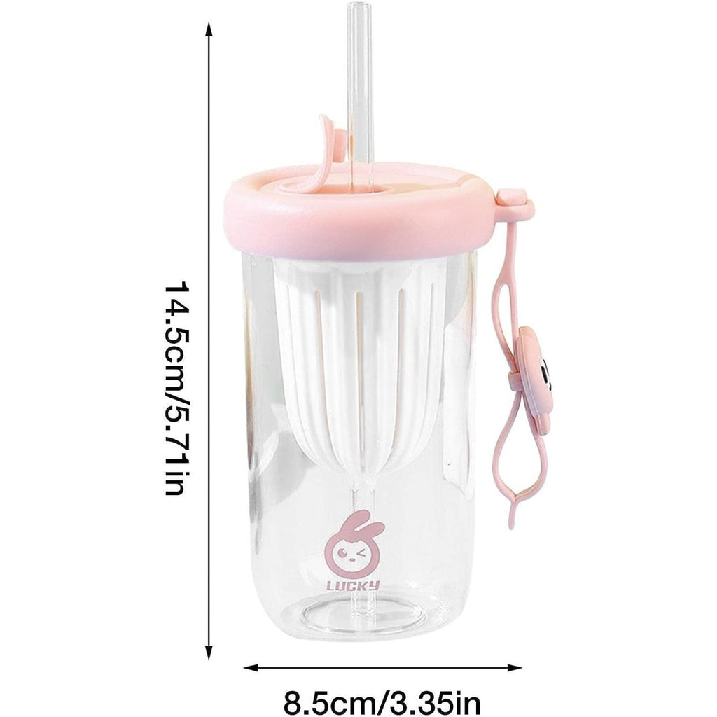 Pahar din silicon, cu capac si pai, pentru copii, anti-cadere, 500ml, Roz