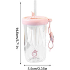 Pahar din silicon, cu capac si pai, pentru copii, anti-cadere, 500ml, Roz