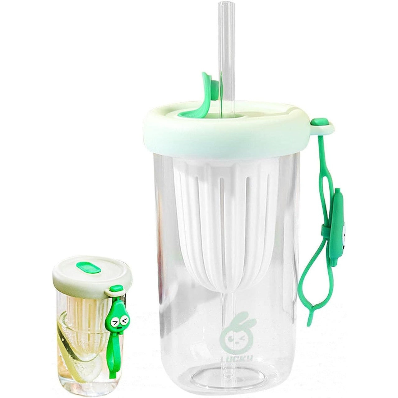 Pahar din silicon, cu capac si pai, pentru copii, anti-cadere, 500ml, Verde