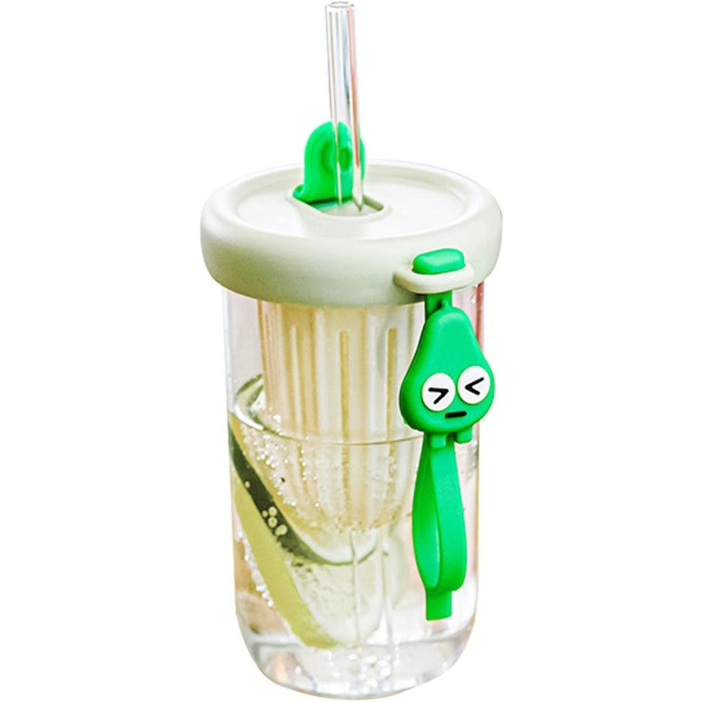 Pahar din silicon, cu capac si pai, pentru copii, anti-cadere, 500ml, Verde