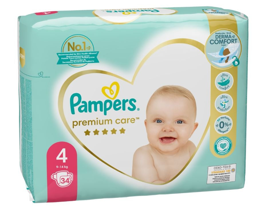 Pampers Premium Care Nr. 4, 8-14 kg - 34 buc