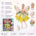 Papusa Zana Fashion cu Aripi si Rochie Eleganta Galbena, 3+ ani
