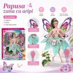 Papusa Zana Fashion cu Aripi si Rochie Eleganta Verde, +3 ani