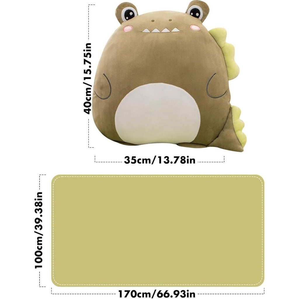 Patura 2in1 pentru Pat sau Canapea, Model Jucarie Crocodil cu Spatiu de Depozitare Patura, Microfibra, 1x1.7 m, Verde