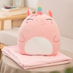 Patura 2in1 pentru Pat sau Canapea, Model Jucarie Unicorn cu Spatiu de Depozitare Patura, Microfibra, 1x1.7 m, Roz