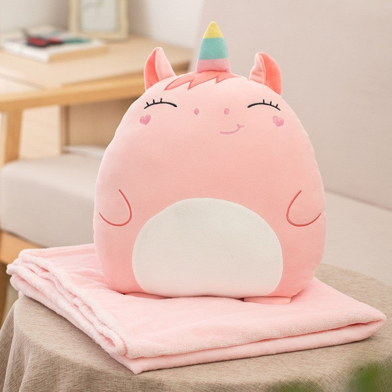 Patura 2in1 pentru Pat sau Canapea, Model Jucarie Unicorn cu Spatiu de Depozitare Patura, Microfibra, 1x1.7 m, Roz