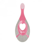 Periuta de dinti Akuku First brush bebelusi si copii, maner silicon, recomandat pentru 0-2 ani, roz/gri