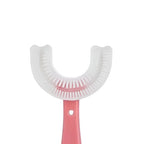 Periuta de Dinti in Forma de U, pentru Varsta 6-12 ani, Peri Moi, 12 cm, Model Inima, Culoare Roz