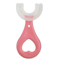Periuta de Dinti in Forma de U, Varsta 2-6 ani, Peri Moi, 9 cm, Model Inima, Culoare Roz