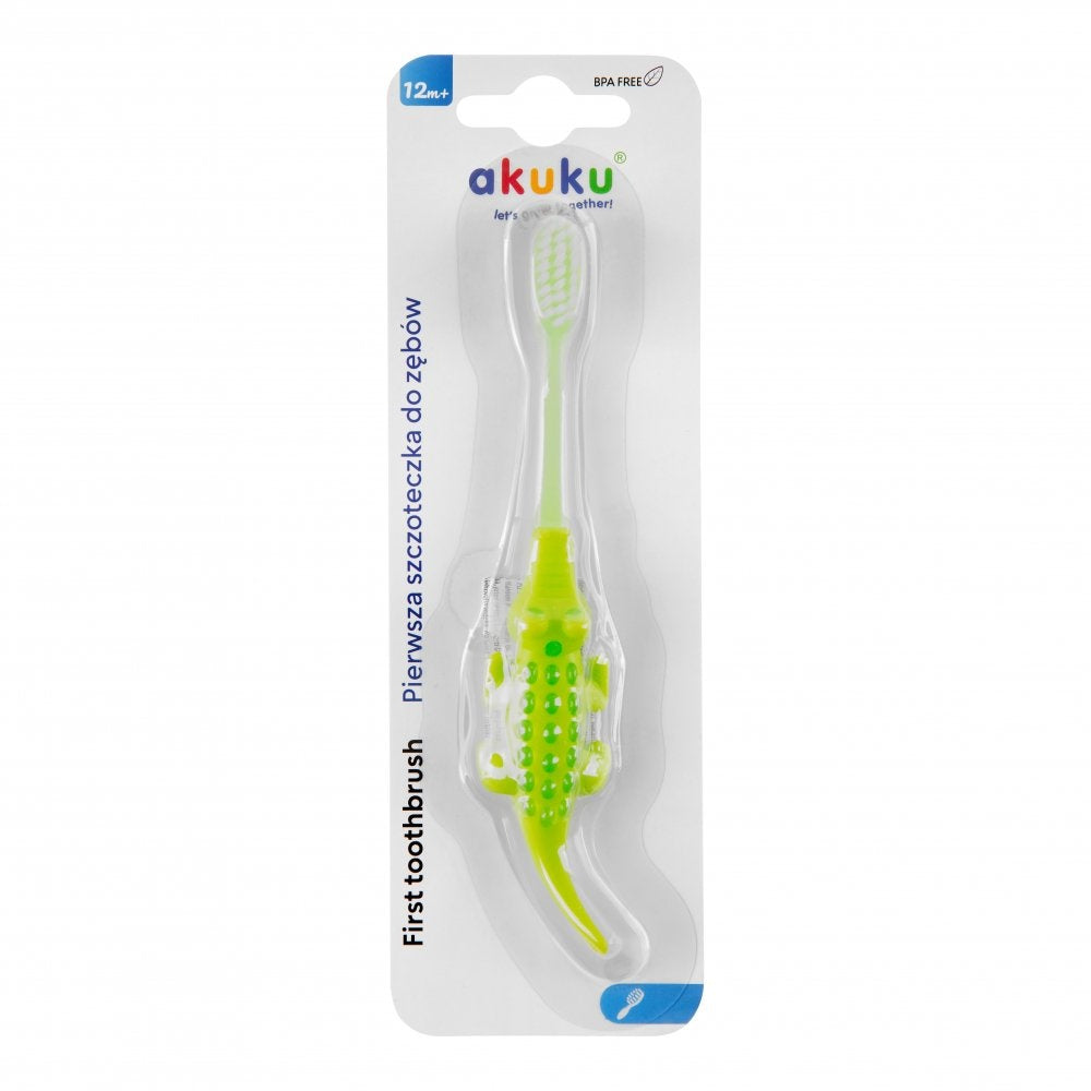Periuta de dinti pentru copii Akuku Crocodile, Verde, 12m+