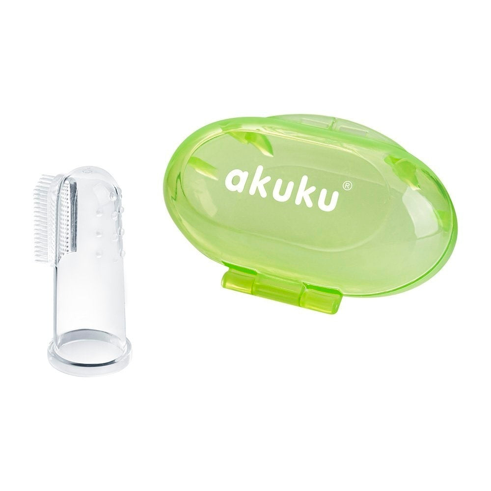 Periuta de dinti si masaj pentru gingii Akuku din silicon Verde