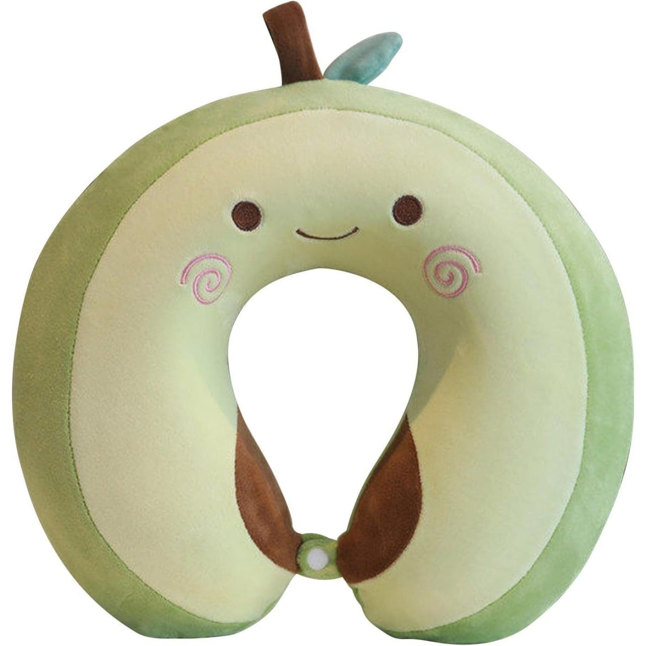 Perna de Calatorie in Forma de U, Pentru Gat si Cap, Umplutura din Spuma cu Memorie, 30x30 cm, Model Avocado, Accesoriu de Voiaj, Birou, Masina, Sistem Prindere Capse, Verde