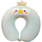 Perna de Calatorie in Forma de U, Pentru Gat si Cap, Umplutura din Spuma cu Memorie, 30x30 cm, Model Pinguin, Accesoriu de Voiaj, Birou, Masina, Sistem Prindere Capse, Verde