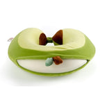 Perna de Calatorie in Forma de U, Pentru Gat si Cap, Umplutura din Spuma cu Memorie, 30x30 cm, Model Avocado, Accesoriu de Voiaj, Birou, Masina, Sistem Prindere Capse, Verde