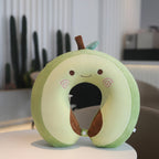 Perna de Calatorie in Forma de U, Pentru Gat si Cap, Umplutura din Spuma cu Memorie, 30x30 cm, Model Avocado, Accesoriu de Voiaj, Birou, Masina, Sistem Prindere Capse, Verde