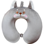 Perna de Calatorie in Forma de U, Pentru Gat si Cap, Umplutura din Spuma cu Memorie, 30x30 cm, Model Husky, Accesoriu de Voiaj, Birou, Masina, Sistem Prindere Capse, Gri