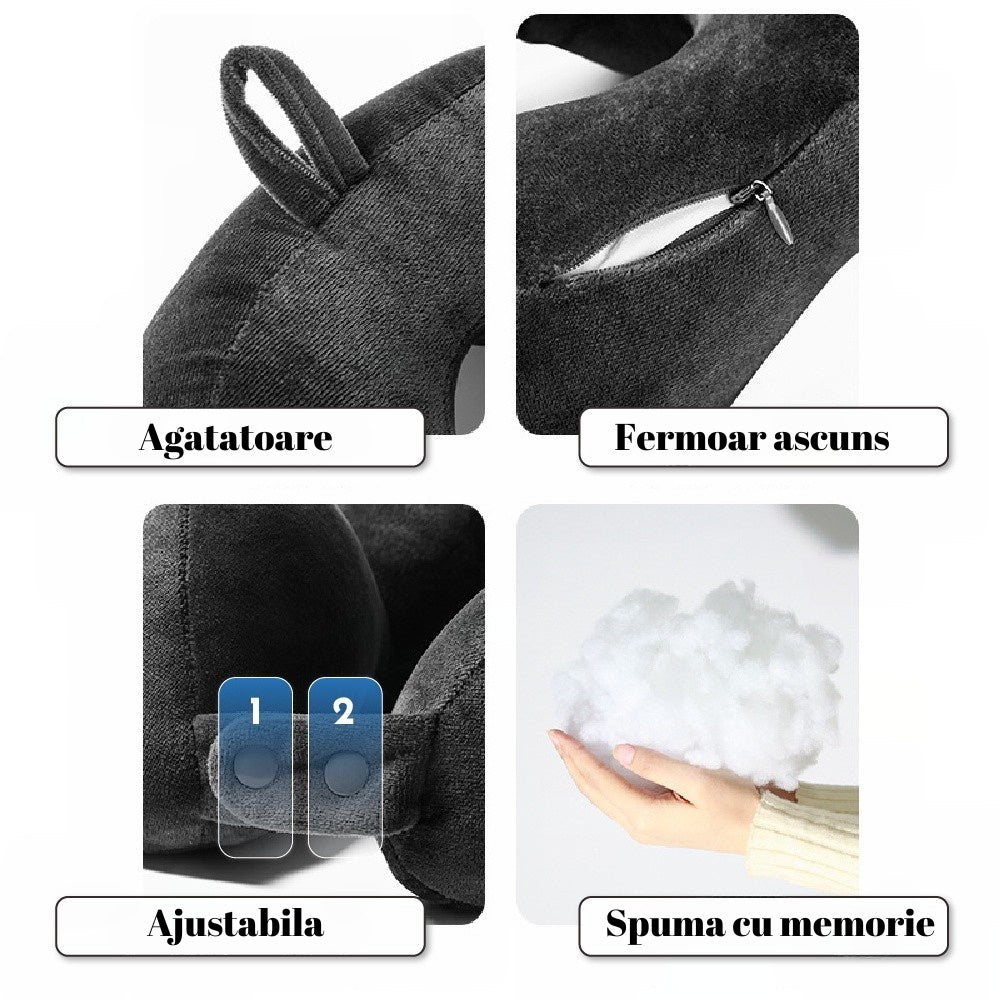 Perna de Calatorie, Pentru Gat, din Bumbac, cu 4 Cocoase, Ajustabila, Albastru