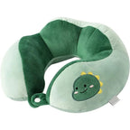 Perna de Calatorie, Pentru Gat si Cap, Umplutura din Bumbac, 28x28x10 cm, cu Model Brodat Dinozaur, Verde