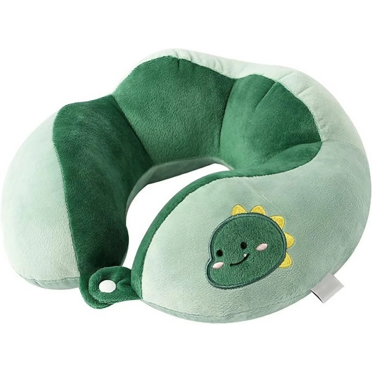 Perna de Calatorie, Pentru Gat si Cap, Umplutura din Bumbac, 28x28x10 cm, cu Model Brodat Dinozaur, Verde