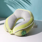 Perna de Calatorie, Pentru Gat si Cap, Umplutura din Bumbac, 28x28x10 cm, cu Model Brodat Crocodil Verde