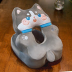 Perna din Spuma, pentru Birou, Calatorii, Model Husky, Lavabila, Umplutura de Bumbac, Spatiu Cap in Forma de 8, 30x35x30 cm, Gri