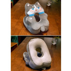 Perna din Spuma, pentru Birou, Calatorii, Model Husky, Lavabila, Umplutura de Bumbac, Spatiu Cap in Forma de 8, 30x35x30 cm, Gri