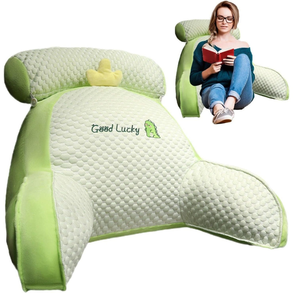 Perna Multifunctionala, Spatar pentru Pat, Protectie Lombara, Marime Medie, 60 x 40 cm, din Plus, Model Dinozaur, Verde