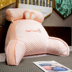 Perna Multifunctionala, Spatar pentru Pat, Protectie Lombara, Marime Medie, 60 x 40 cm, din Plus, Model Iepure, Roz