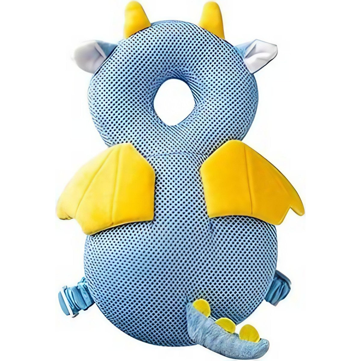 Perna tip Rucsac pentru Protectia Capului, Tetiera tip Dragon, pentru Bebelusi, Design tip Plasa, Albastru
