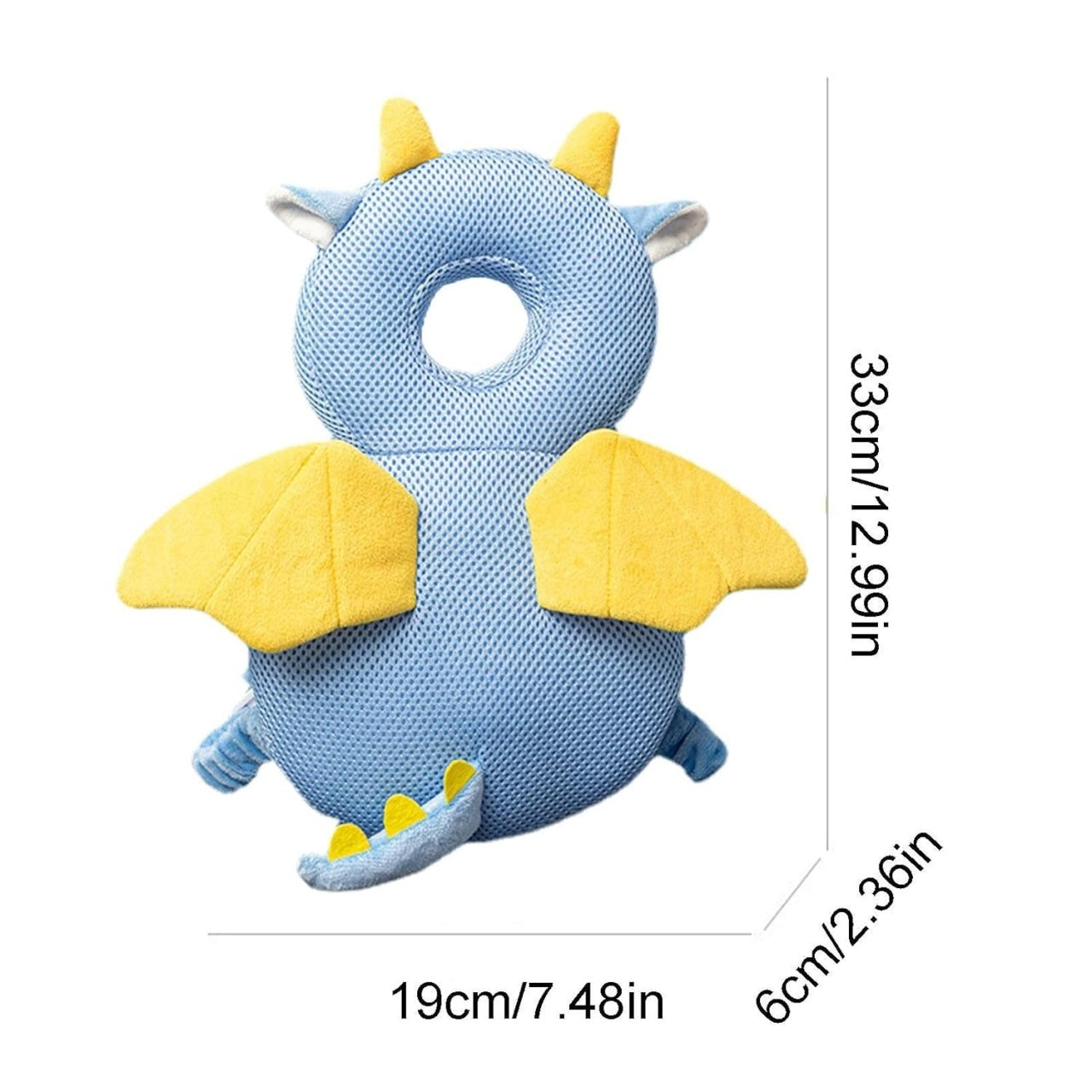 Perna tip Rucsac pentru Protectia Capului, Tetiera tip Dragon, pentru Bebelusi, Design tip Plasa, Albastru