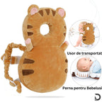 Perna tip Rucsac pentru Protectia Capului, Tetiera tip Tigru, pentru Bebelusi, Maro