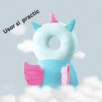 Perna tip Rucsac pentru Protectia Capului, Tetiera tip Unicorn, pentru Bebelusi, Albastru
