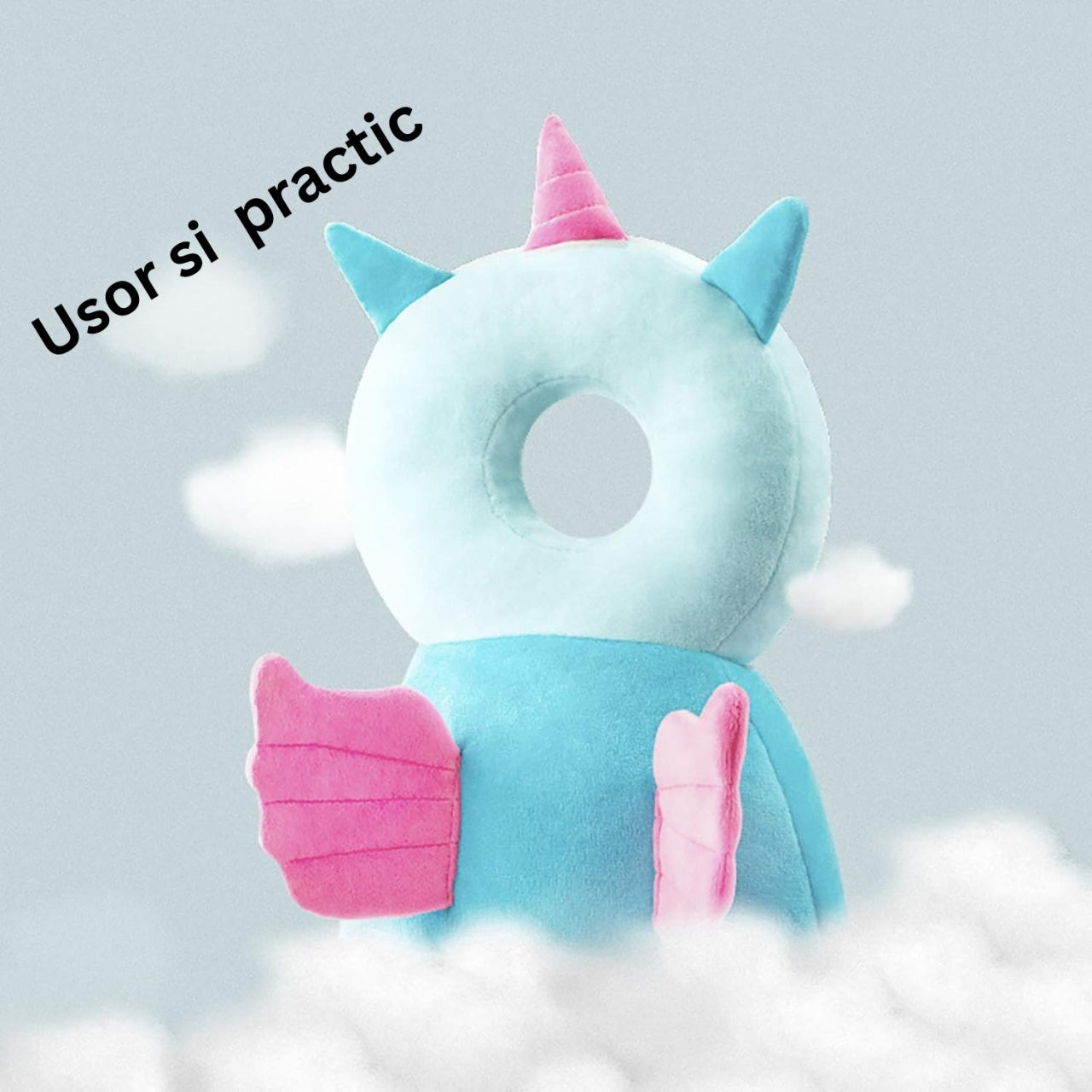 Perna tip Rucsac pentru Protectia Capului, Tetiera tip Unicorn, pentru Bebelusi, Albastru