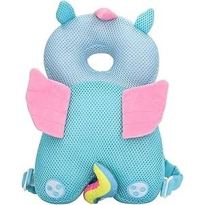 Perna tip Rucsac pentru Protectia Capului, Tetiera tip Unicorn, pentru Bebelusi, Albastru
