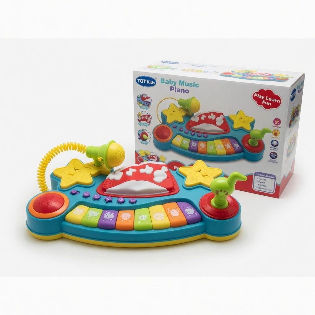 Pian Muzical Interactiv Pentru Copii Cu Taste Colorate Si Butoane, 18+ Luni
