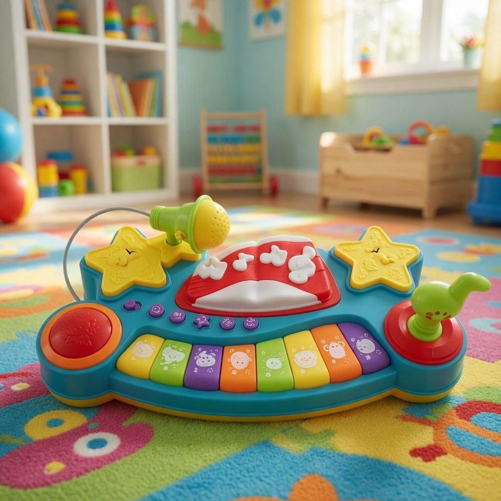 Pian Muzical Interactiv Pentru Copii Cu Taste Colorate Si Butoane, 18+ Luni