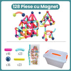 Piese Magnetice pentru Copii, Set din 128 de Piese de diferite Culori, Multicolor