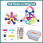 Piese Magnetice pentru Copii, Set din 138 de Piese de diferite Culori, Multicolor