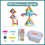 Piese Magnetice pentru Copii, Set din 162 de Piese de diferite Culori, Multicolor