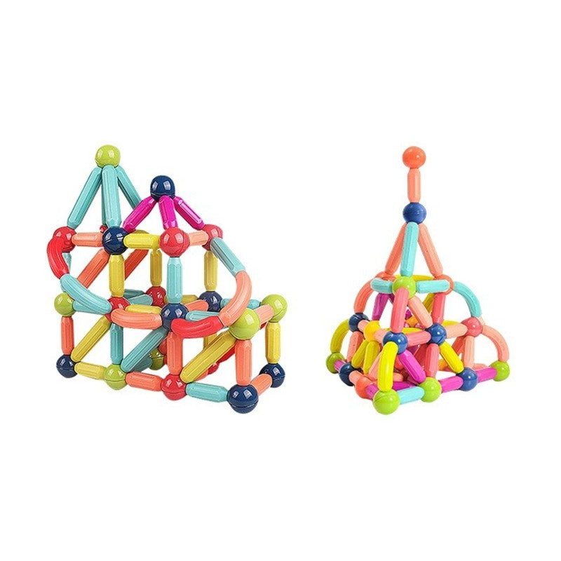 Piese Magnetice pentru Copii, Set din 198 de Piese de diferite Culori, Constructor Magnetic
