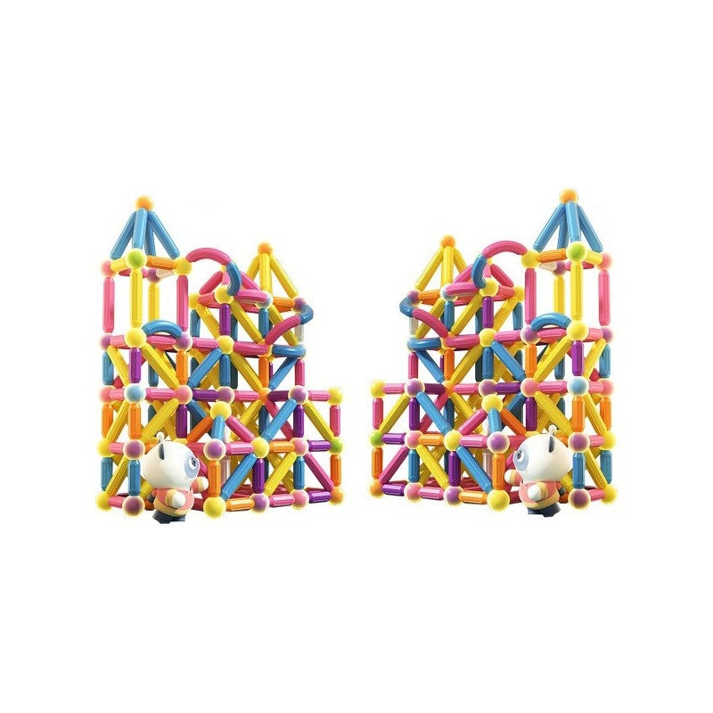 Piese Magnetice pentru Copii, Set din 258 de Piese de diferite Culori, Constructor Magnetic, Multicolor