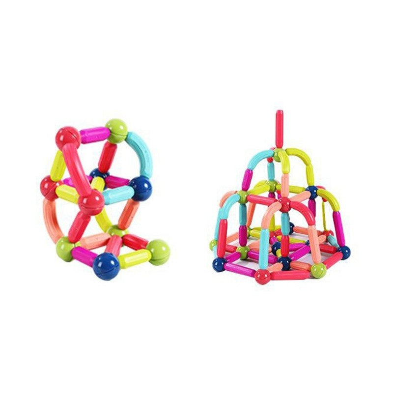 Piese Magnetice pentru Copii, Set din 64 de Piese de diferite Culori, Multicolor