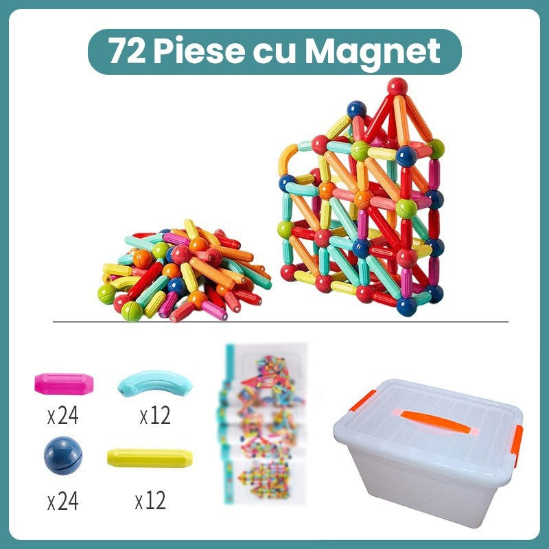 Piese Magnetice pentru Copii, Set din 72 de Piese de diferite Culori, Multicolor