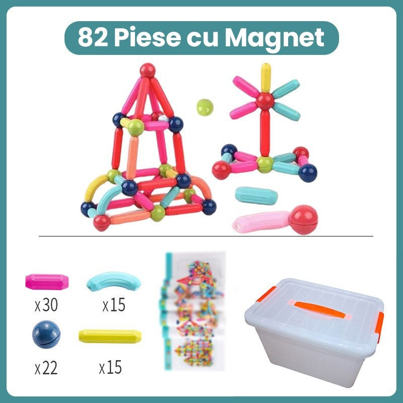 Piese Magnetice pentru Copii, Set din 82 de Piese de diferite Culori, Multicolor