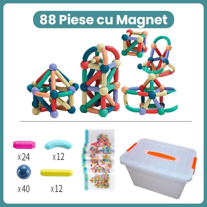 Piese Magnetice pentru Copii, Set din 88 de Piese de diferite Culori,Multicolor