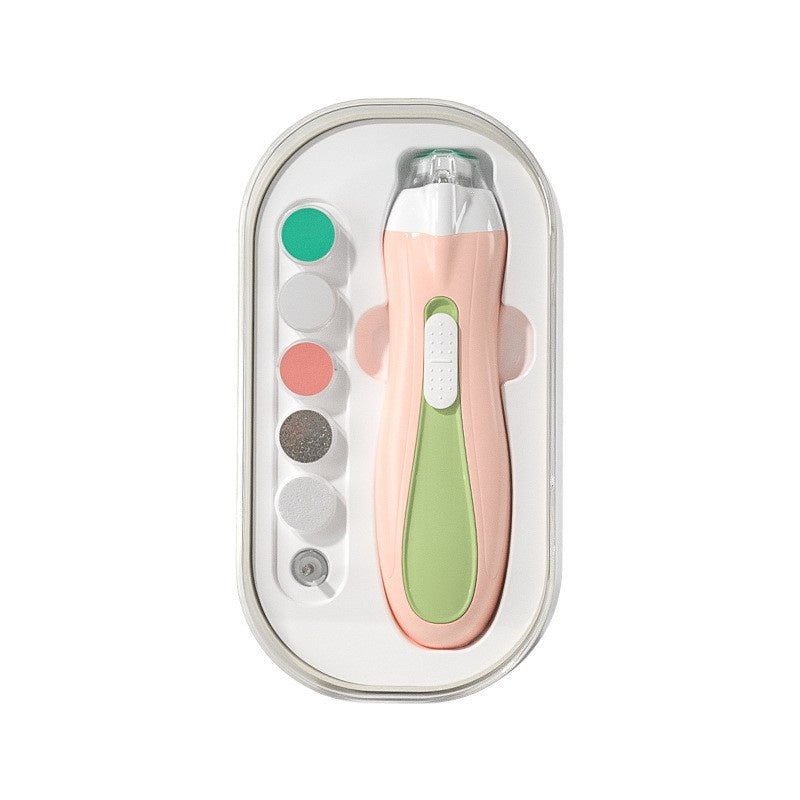 Pila Electrica, pentru Copii si Bebelusi, din ABS, 6 Accesorii, cu Lumina LED, 9.5 x 6 x 17 cm, Verde/Roz