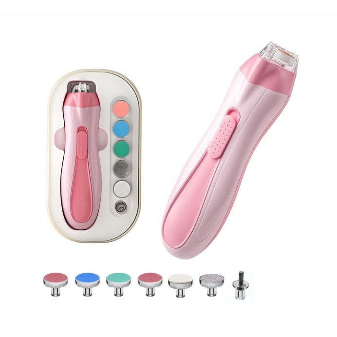 Pila Electrica, pentru Copii si Bebelusi, din ABS, 6 Accesorii, cu Lumina LED, 9.5 x 6 x 17 cm, Roz