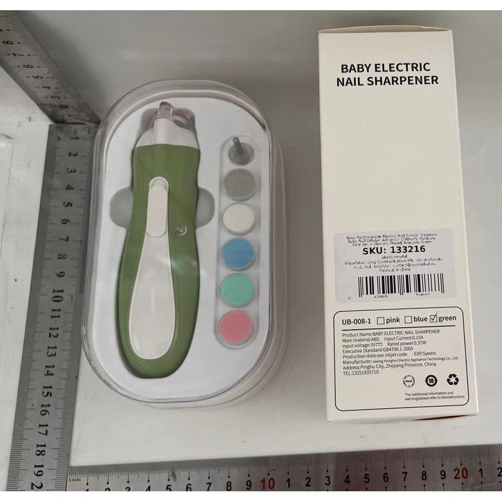 Pila Electrica, pentru Copii si Bebelusi, din ABS, 6 Accesorii, cu Lumina LED, 9.5 x 6 x 17 cm, Verde
